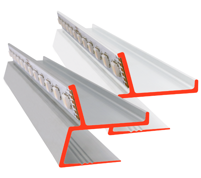 iluminize LED-Profil SF (4100) in zwei Farben für Sichtmontage und zum Einspachteln