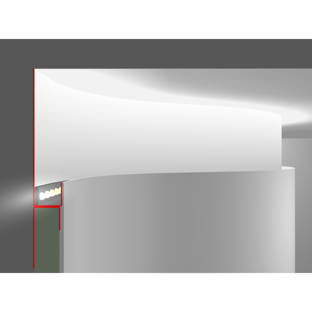 LED-Trockenbauprofil SNL Flex, 2m lang, für Rundungen mit Sichtschenkel für direkten Anschluss an Bauteile (Circum 21)
