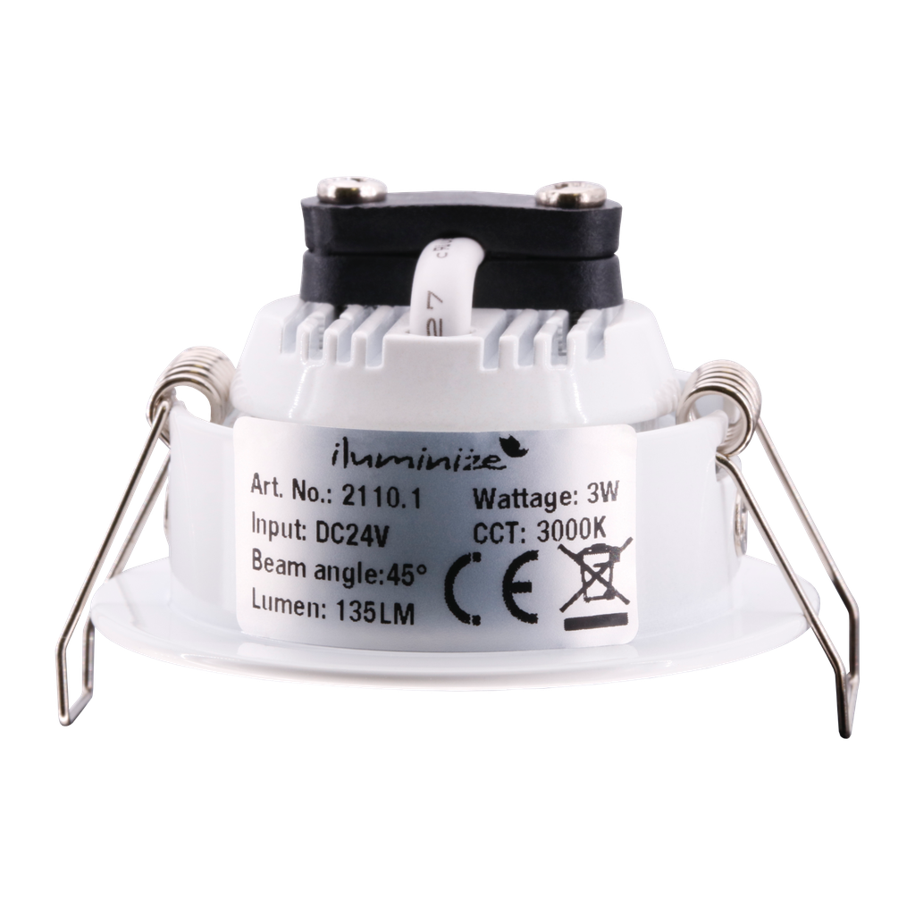 LED Einbaustrahler Mikro 3W, 3000K, 45°, 24V dimmbar mit PWM