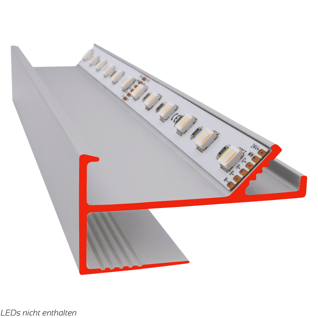 LED-Profil VT für LED-Vouten, Lichtbänder bis 12mm Breite, Aufnahme für 12,5mm Gips