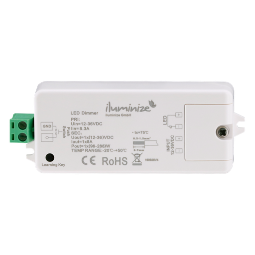 Funk Controller Mini Single Color, PWM 12V - 36V, 1x 8A - für LED-Lichtbänder | weiß